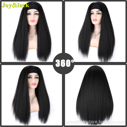 High Quality Wholesale Price Women's Headband Wigs Daily Life Natural Long Straight Black Color Soft Synthetic Ladies Hair Wig